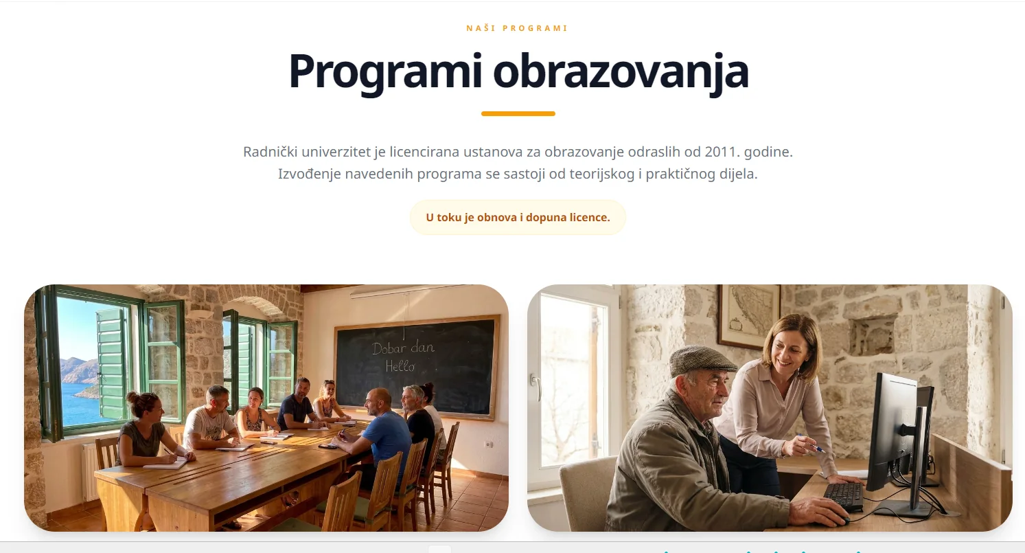 Radnički University education programmes